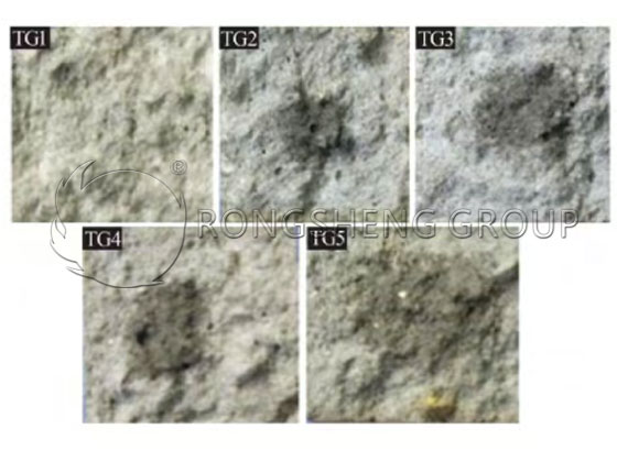 Figure 1 Cross-section of samples with different amounts of metal silicon powder added after oxidation